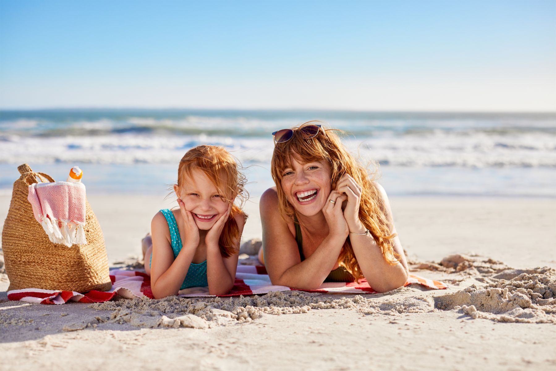 mother and daughter on beach